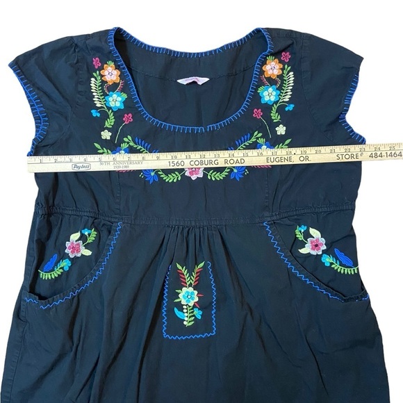 Simply Be Black Embroidered Tunic Dress With Pockets - Picture 12 of 16
